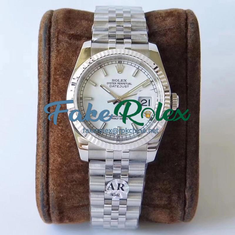 Replica Rolex Datejust 36MM 116234 AR V2 Stainless Steel 904L White Dial Swiss 3135