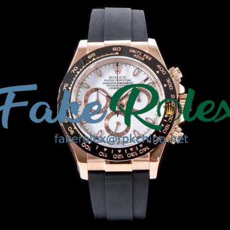 Replica Rolex Daytona Cosmograph 116515LN AR V2 Rose Gold Plated Stainless Steel 904L White Dial Swiss 4130 Run 6@SEC