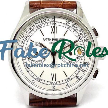 Replica Patek Philippe 5170G Chronograph Stainless Steel White Dial Lemania