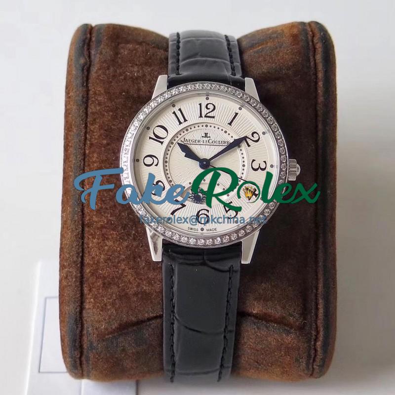 Replica Jaeger-LeCoultre Ladies Rendez-Vous Night & Day 3448430 34MM ZF Stainless Steel & Diamonds White Dial Swiss 898A/1