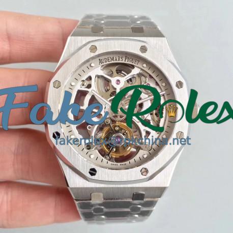 Replica Audemars Piguet Royal Oak Tourbillon Extra-Plate Squelette 26518 JF Stainless Steel Silver Skeleton Dial Swiss 2924