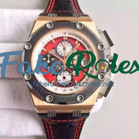 Replica Audemars Piguet Royal Oak Offshore Rubens Barrichello II 26284RO.OO.D002CR.01 JF V2 Rose Gold Red Dial Swiss 3126