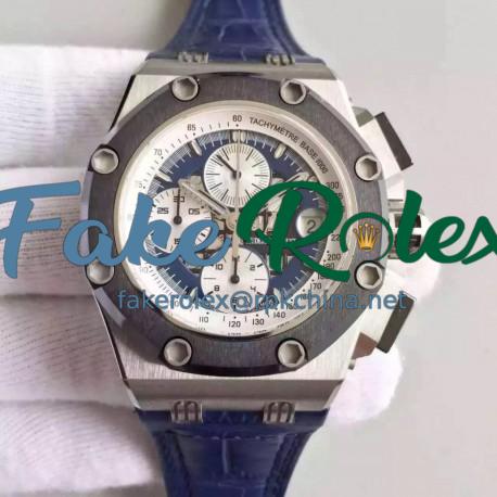 Replica Audemars Piguet Royal Oak Offshore Rubens Barrichello II 26078PO.OO.D018CR.01 JF V2 Stainless Steel Blue Dial Swiss 3126