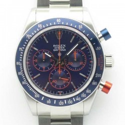 Replica Rolex Daytona Cosmograph Blue/Red Pushers BP Stainless Steel Blue Dial Swiss 4130 Run 6@SEC