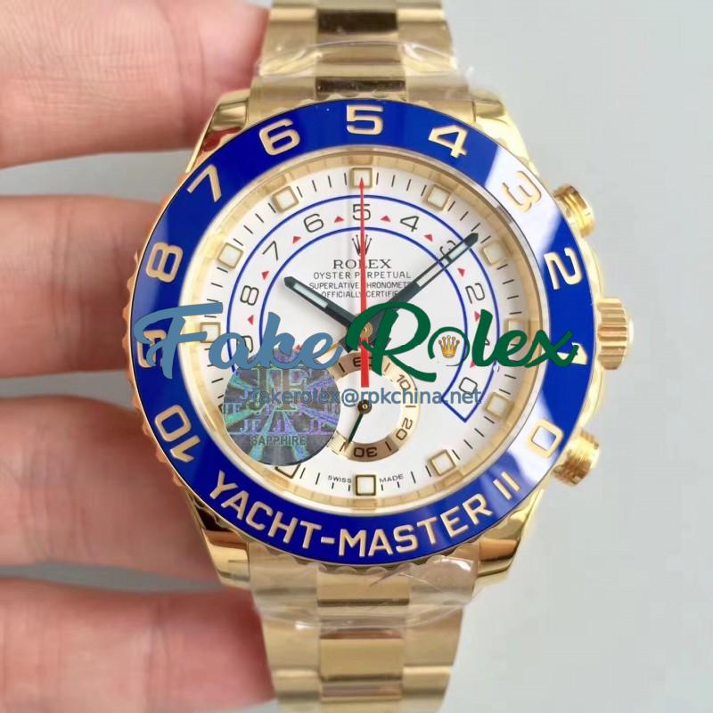 Replica Rolex Yacht-Master II 116688 JF Yellow Gold White Dial Swiss 7750