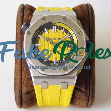 Replica Audemars Piguet Royal Oak Offshore Diver 15710ST.OO.A051CA.01 JF V8 Stainless Steel Yellow Dial Swiss 3120