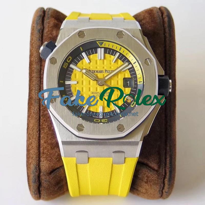 Replica Audemars Piguet Royal Oak Offshore Diver 15710ST.OO.A051CA.01 JF V8 Stainless Steel Yellow Dial Swiss 3120