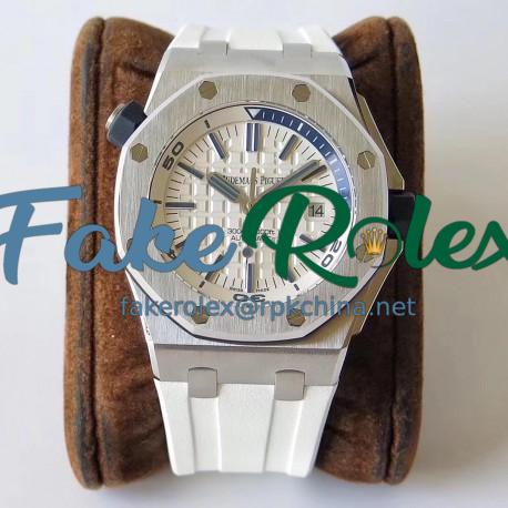 Replica Audemars Piguet Royal Oak Offshore Diver 15710ST.OO.A010CA.01 JF V8 Stainless Steel White Dial Swiss 3120