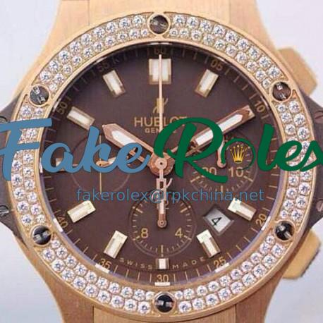 Replica Hublot Big Bang Rose Gold Diamonds Bezel Swiss HUB4100