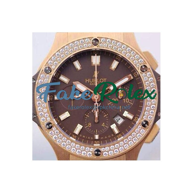 Replica Hublot Big Bang Rose Gold Diamonds Bezel Swiss HUB4100