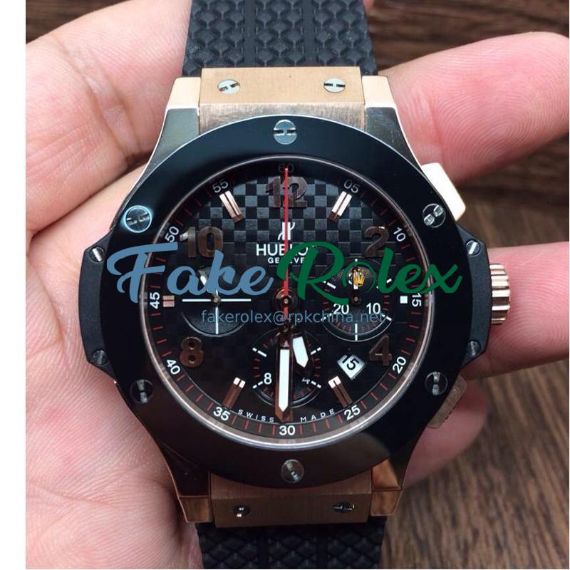 Replica Hublot Big Bang Rose Gold Ceramic Bezel Swiss HUB4100