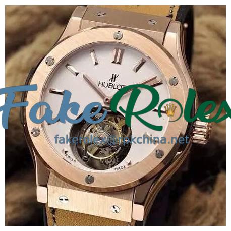 Replica Hublot Classic Fusion Tourbillon Rose Gold White Dial Swiss Tourbillon