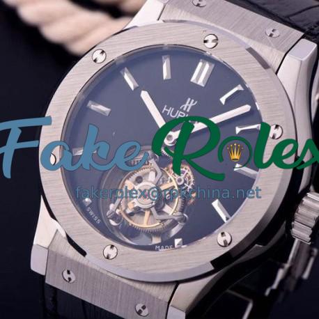 Replica Hublot Classic Fusion Tourbillon Stainless Steel Black Dial Swiss Tourbillon