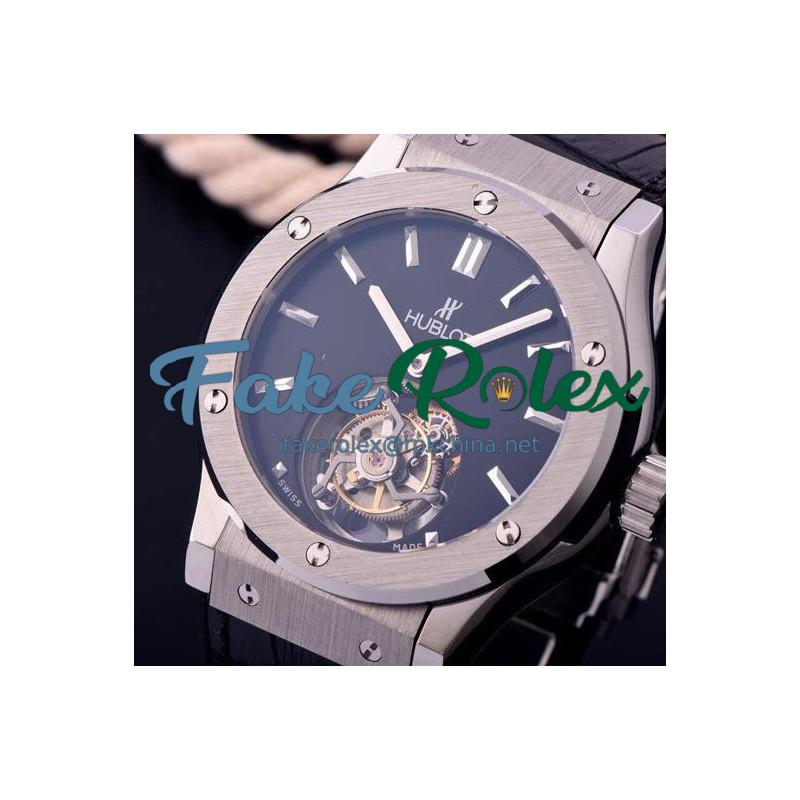 Replica Hublot Classic Fusion Tourbillon Stainless Steel Black Dial Swiss Tourbillon