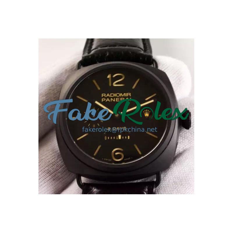 Replica Panerai Radiomir 8 Days PAM 384 Black Ceramic Black Dial Swiss P2002