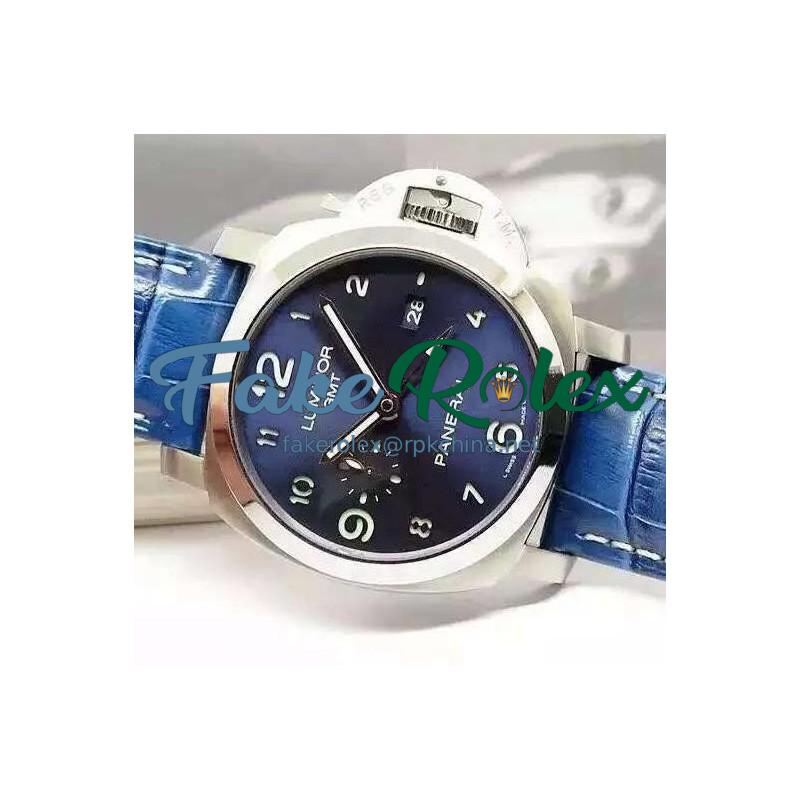 Replica Panerai Luminor GMT PAM 437 Stainless Steel Blue Dial Swiss P9100