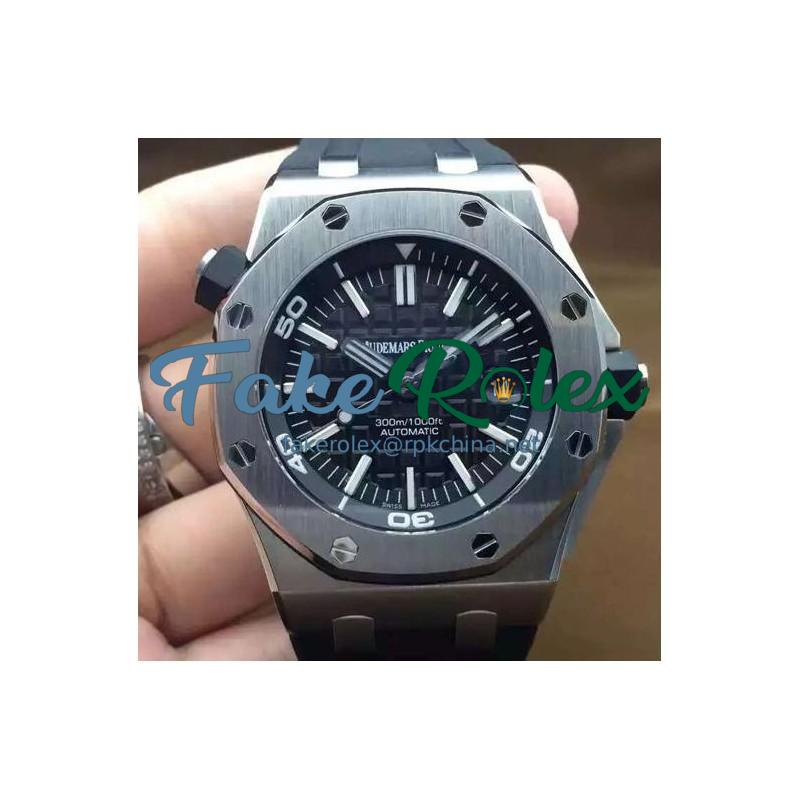 Replica Audemars Piguet Royal Oak Offshore Diver 15710 Stainless Steel Black Dial Swiss 3120