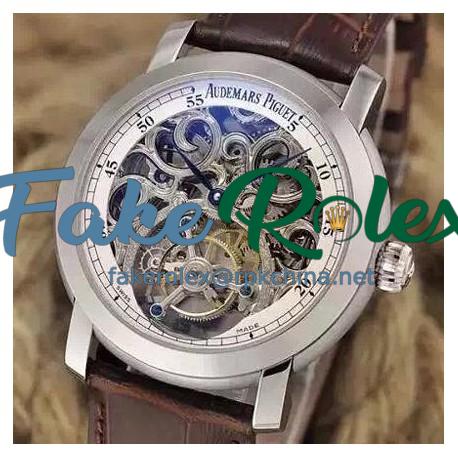 Replica Audemars Piguet Jules Audemars Tourbillon Stainless Steel Skeleton & White Dial Swiss Tourbillon