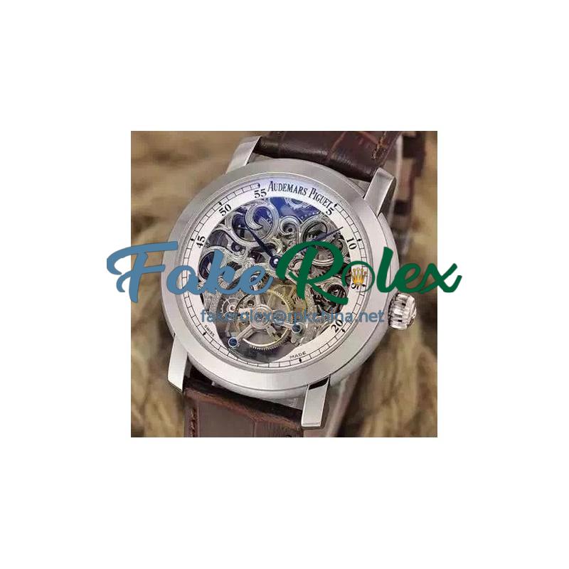 Replica Audemars Piguet Jules Audemars Tourbillon Stainless Steel Skeleton & White Dial Swiss Tourbillon