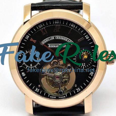 Replica Audemars Piguet Jules Audemars Tourbillon Rose Gold Black Dial Swiss Tourbillon