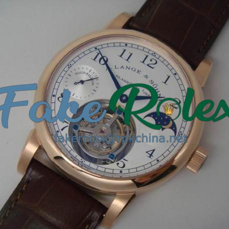 Replica A. Lange & Sohne Pour Le Merite Tourbillon Moonphase Rose Gold White Dial Swiss Tourbillon