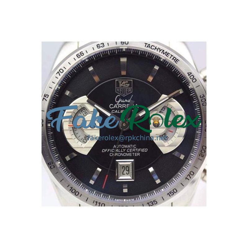 Replica Tag Heuer Grand Carrera Calibre 17 Stainless Steel Black Dial Swiss Calibre 17 RUN 3@SEC