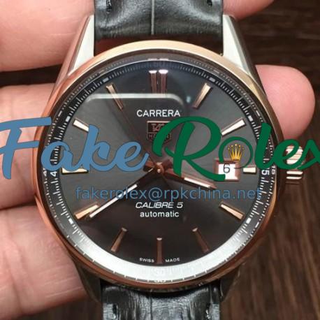 Replica Tag Heuer Carrera Calibre 5 Rose Gold & Stainless Steel Anthracite Dial Swiss Calibre 5