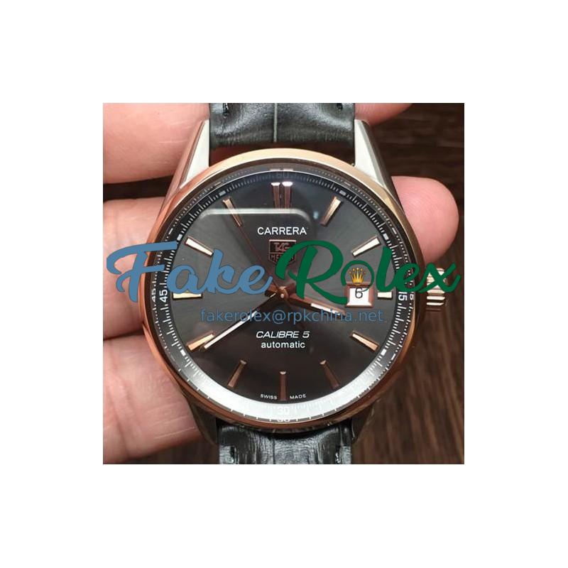 Replica Tag Heuer Carrera Calibre 5 Rose Gold & Stainless Steel Anthracite Dial Swiss Calibre 5