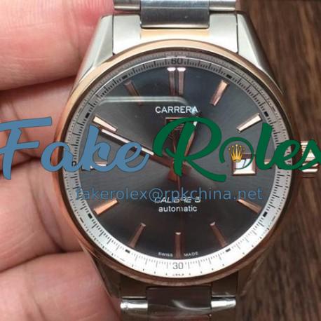 Replica Tag Heuer Carrera Calibre 5 Rose Gold & Stainless Steel Anthracite Dial Swiss Calibre 5