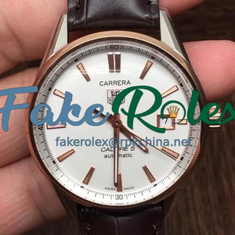 Replica Tag Heuer Carrera Calibre 5 Rose Gold & Stainless Steel White Dial Swiss Calibre 5