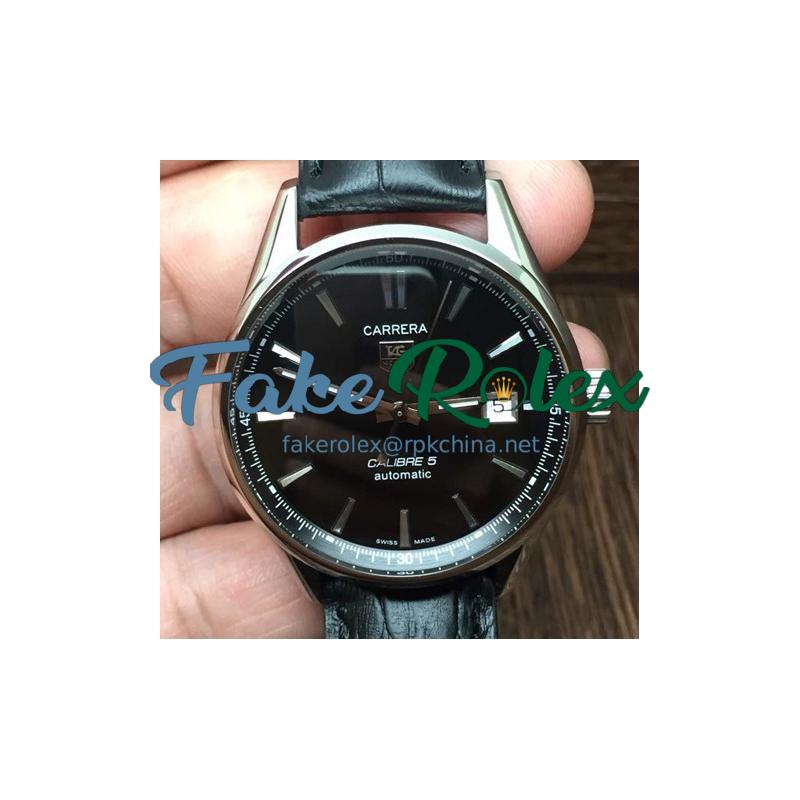 Replica Tag Heuer Carrera Calibre 5 Stainless Steel Black Dial Swiss Calibre 5