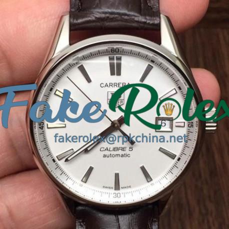 Replica Tag Heuer Carrera Calibre 5 Stainless Steel White Dial Swiss Calibre 5