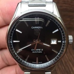 Replica Tag Heuer Carrera Calibre 5 Stainless Steel Black Dial Swiss Calibre 5