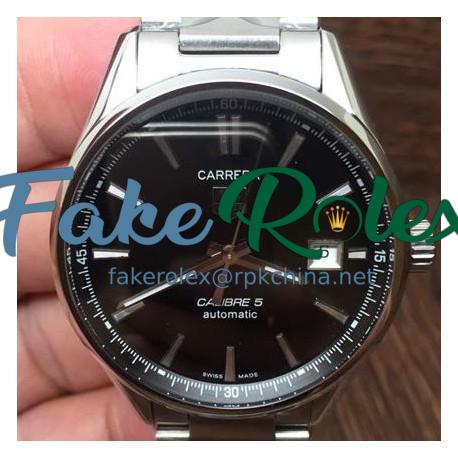 Replica Tag Heuer Carrera Calibre 5 Stainless Steel Black Dial Swiss Calibre 5