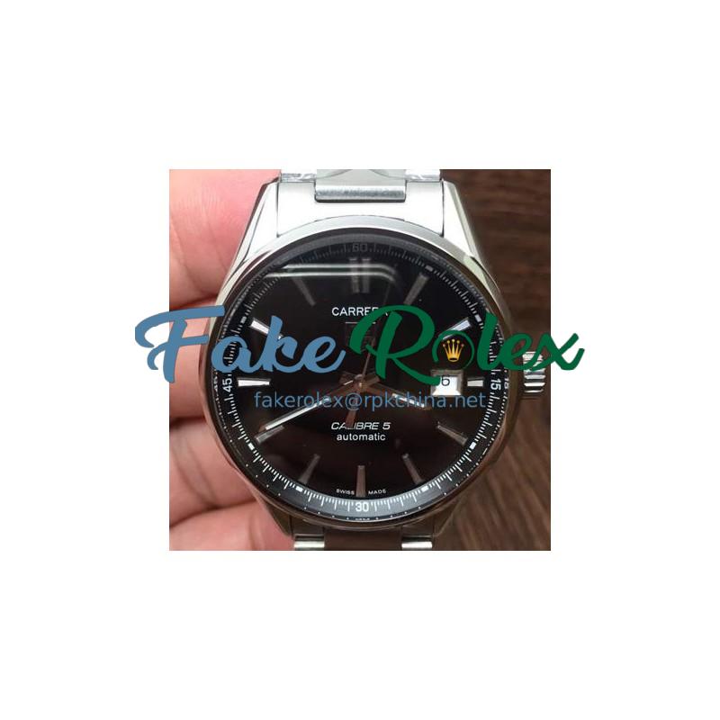 Replica Tag Heuer Carrera Calibre 5 Stainless Steel Black Dial Swiss Calibre 5