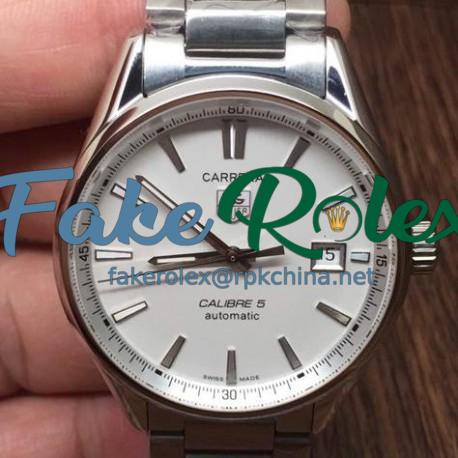 Replica Tag Heuer Carrera Calibre 5 Stainless Steel White Dial Swiss Calibre 5