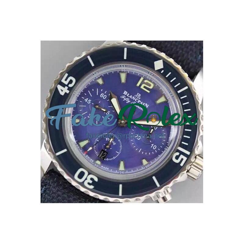 Replica Blancpain Fifty Fathoms Flyback Stainless Steel Blue Dial Swiss 7750