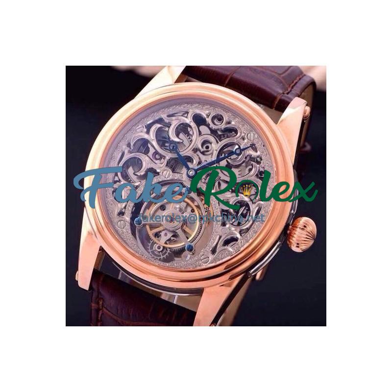 Replica Blancpain Tourbillon Rose Gold Skeleton Dial Swiss Tourbillon