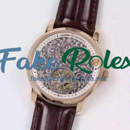 Replica Vacheron Constantin Patrimony Tourbillon Rose Gold White Dial Swiss Tourbillon