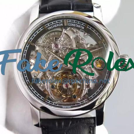 Replica Vacheron Constantin Patrimony Tourbillon Stainless Steel Skeleton & Black Dial Swiss Tourbillon