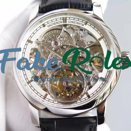 Replica Vacheron Constantin Patrimony Tourbillon Stainless Steel Skeleton & White Dial Swiss Tourbillon