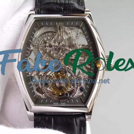 Replica Vacheron Constantin Malte Tourbillon Stainless Steel Skeleton & Black Dial Swiss Tourbillon