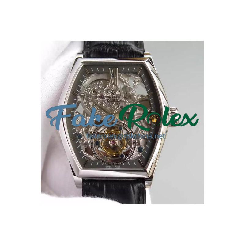 Replica Vacheron Constantin Malte Tourbillon Stainless Steel Skeleton & Black Dial Swiss Tourbillon