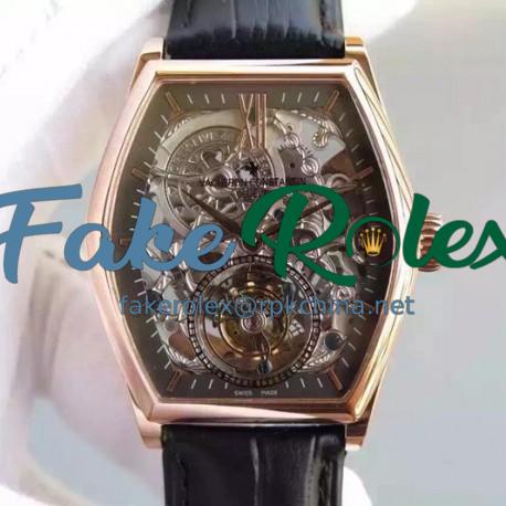 Replica Vacheron Constantin Malte Tourbillon Rose Gold Skeleton & Black Dial Swiss Tourbillon