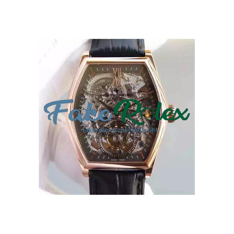 Replica Vacheron Constantin Malte Tourbillon Rose Gold Skeleton & Black Dial Swiss Tourbillon