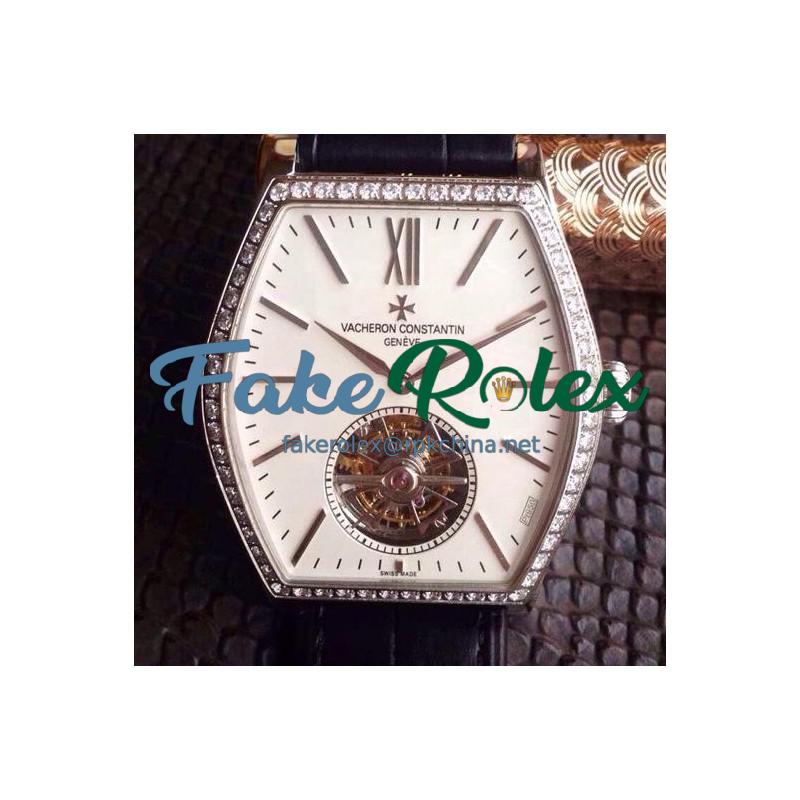 Replica Vacheron Constantin Malte Tourbillon Stainless Steel & Diamonds White Dial Swiss Tourbillon