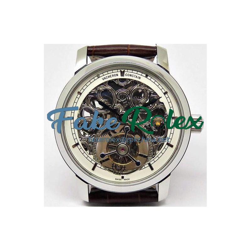 Replica Vacheron Constantin Patrimony Tourbillon Stainless Steel Skeleton & White Dial Swiss Tourbillon