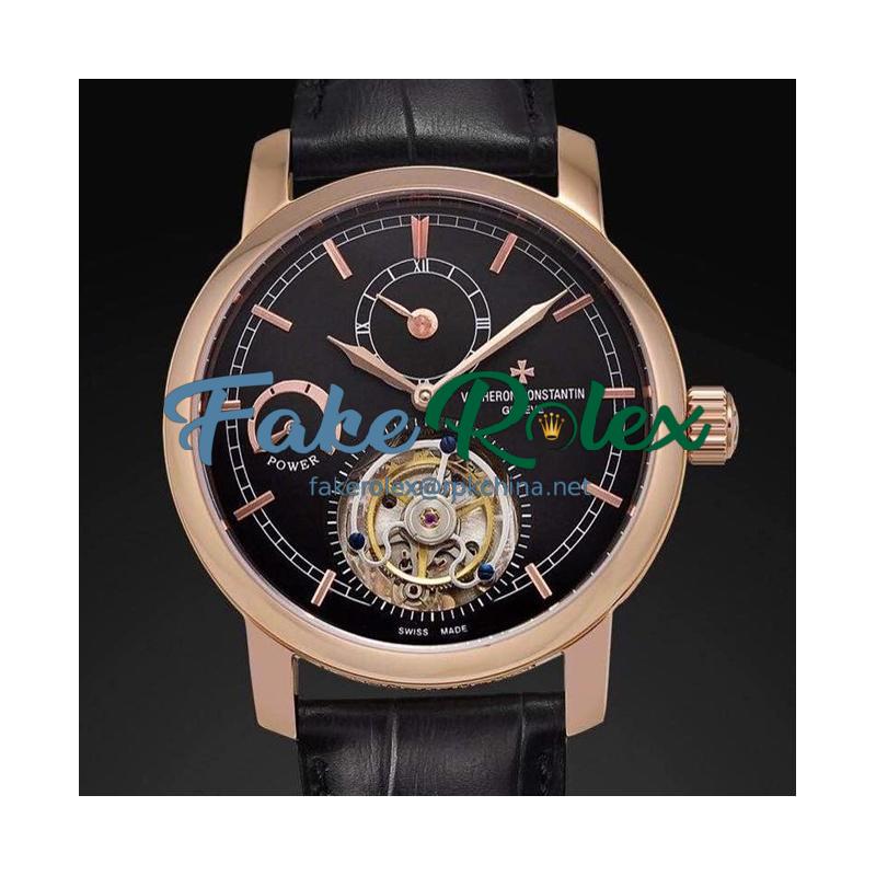 Replica Vacheron Constantin Patrimony Tourbillon Rose Gold Black Dial Swiss Tourbillon