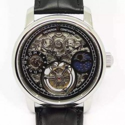 Replica Vacheron Constantin Patrimony Tourbillon Stainless Steel Skeleton & Black Dial Swiss Tourbillon