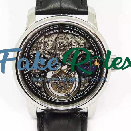 Replica Vacheron Constantin Patrimony Tourbillon Stainless Steel Skeleton & Black Dial Swiss Tourbillon